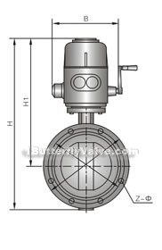 D941X/F/J/H/S-10/16C/Q/P electric desulfurization flange(lined rubber) butterfly valve constructral diagram(pic1)