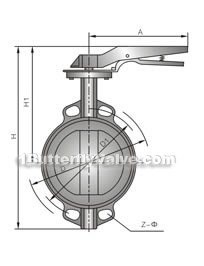 D71X/F/J/H/S-10/16C(Q/P) manual desulfurization wafer( lined rubber) butterfly valve constructral diagram(pic1)