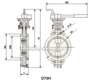 Manual metal hard-sealed wafer butterfly valve constructral diagram