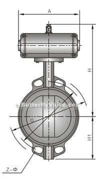 D671X/F/J/H/S-10/16C/Q/P pneumatic desulfurization wafer(lined rubber) butterfly valve constructral diagram(pic1)