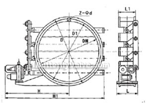 Rotundity louver electric regulate butterfly valve constructral diagram