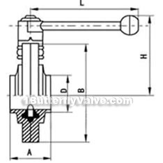 Welding sanitary butterfly valve constructral diagram