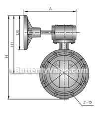 D341X/F/J/H/S-10/16C/Q/P worm gear desulfurization flange(lined rubber) butterfly valve constructral diagram(pic1)